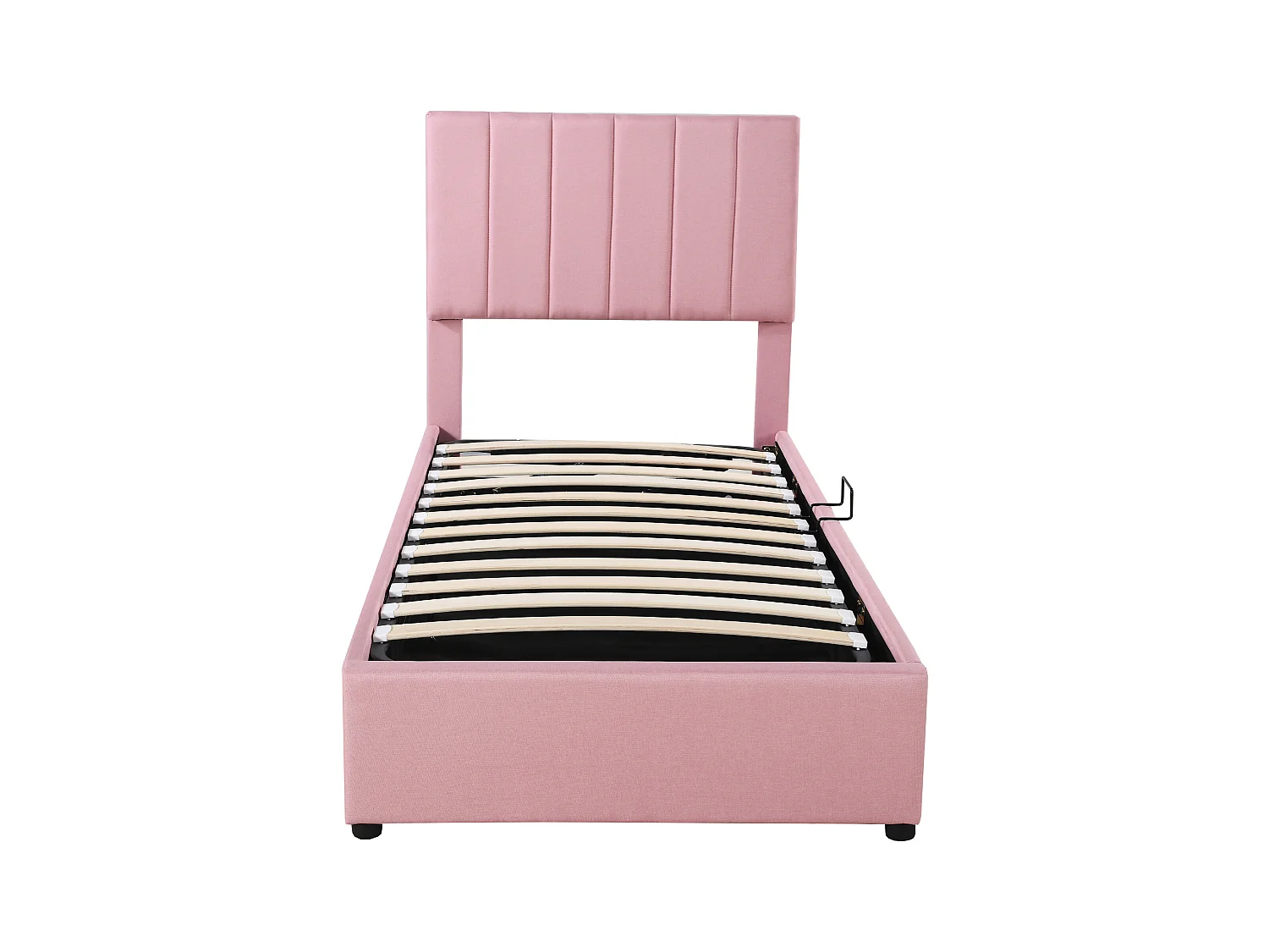 Cama contenedor 90 x 200 cm con espacio de almacenamiento - tejido de lino - somier de láminas - para niños - rosa
