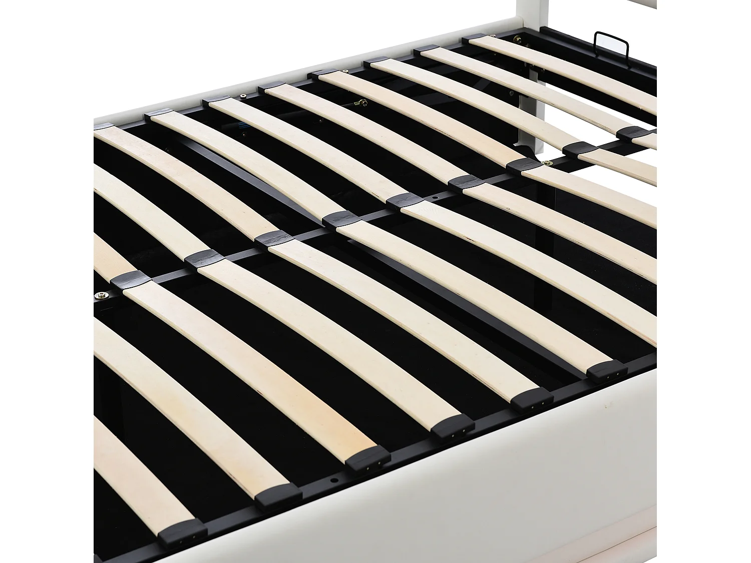 Lit coffre 140 x 200 cm avec tête de lit - similicuir - LEDs - sommier à lattes - style moderne - beige