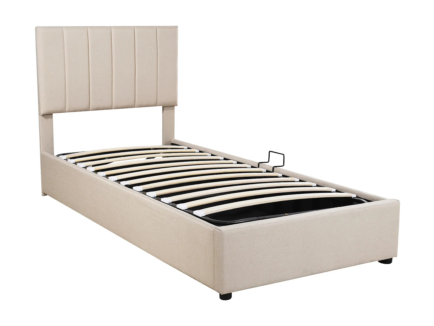 Cama contenedor 90 x 200 cm, tela de lino, color beige