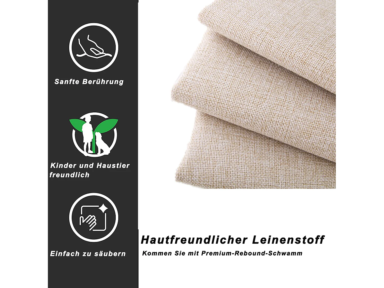 Cama contenedor 90 x 200 cm, tela de lino, color beige