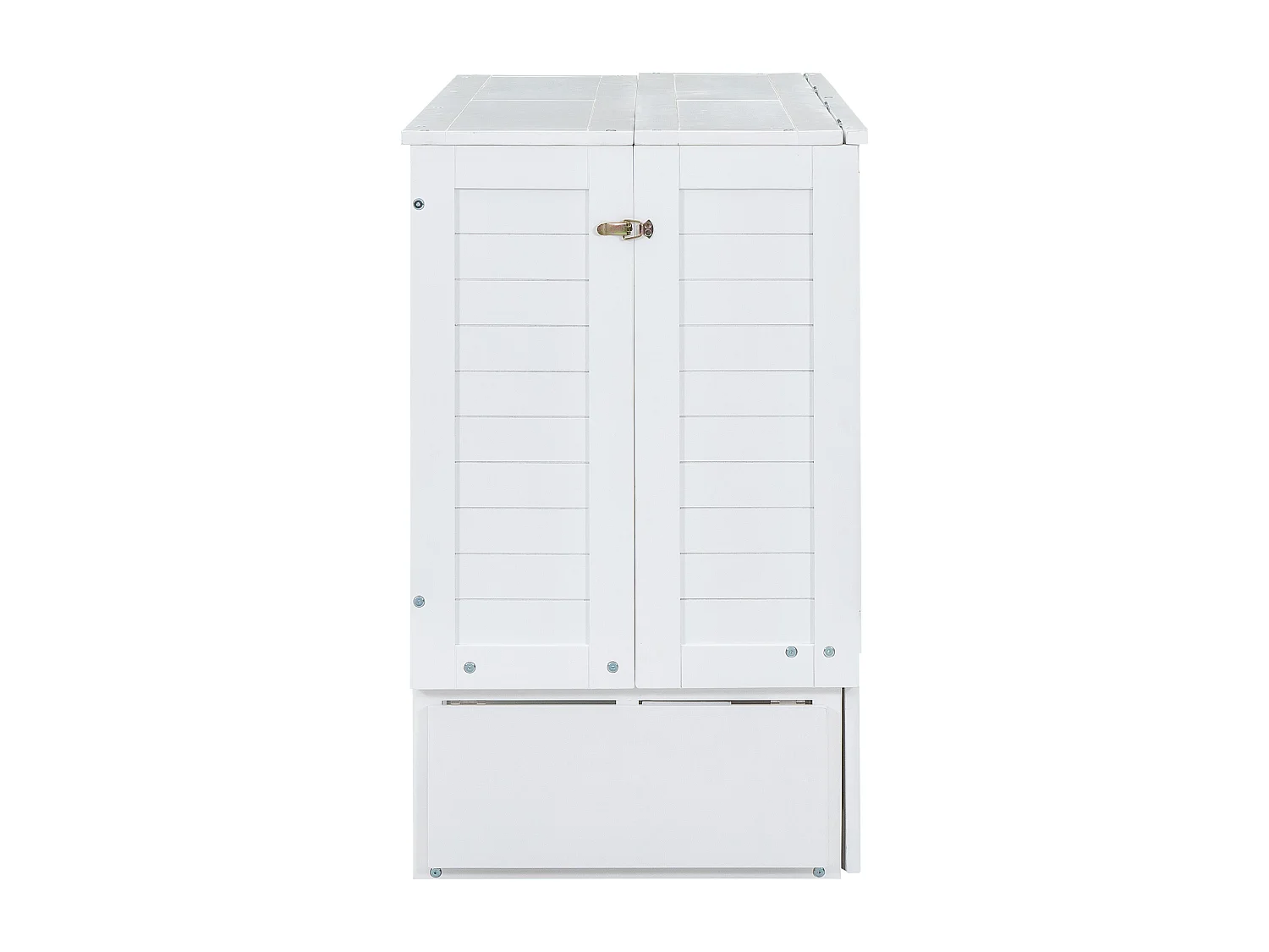 Mobiel Murphy-bed - 140 x 200 cm - Omvormbaar bed - Laden en plank - Dennen en MDF - Wit