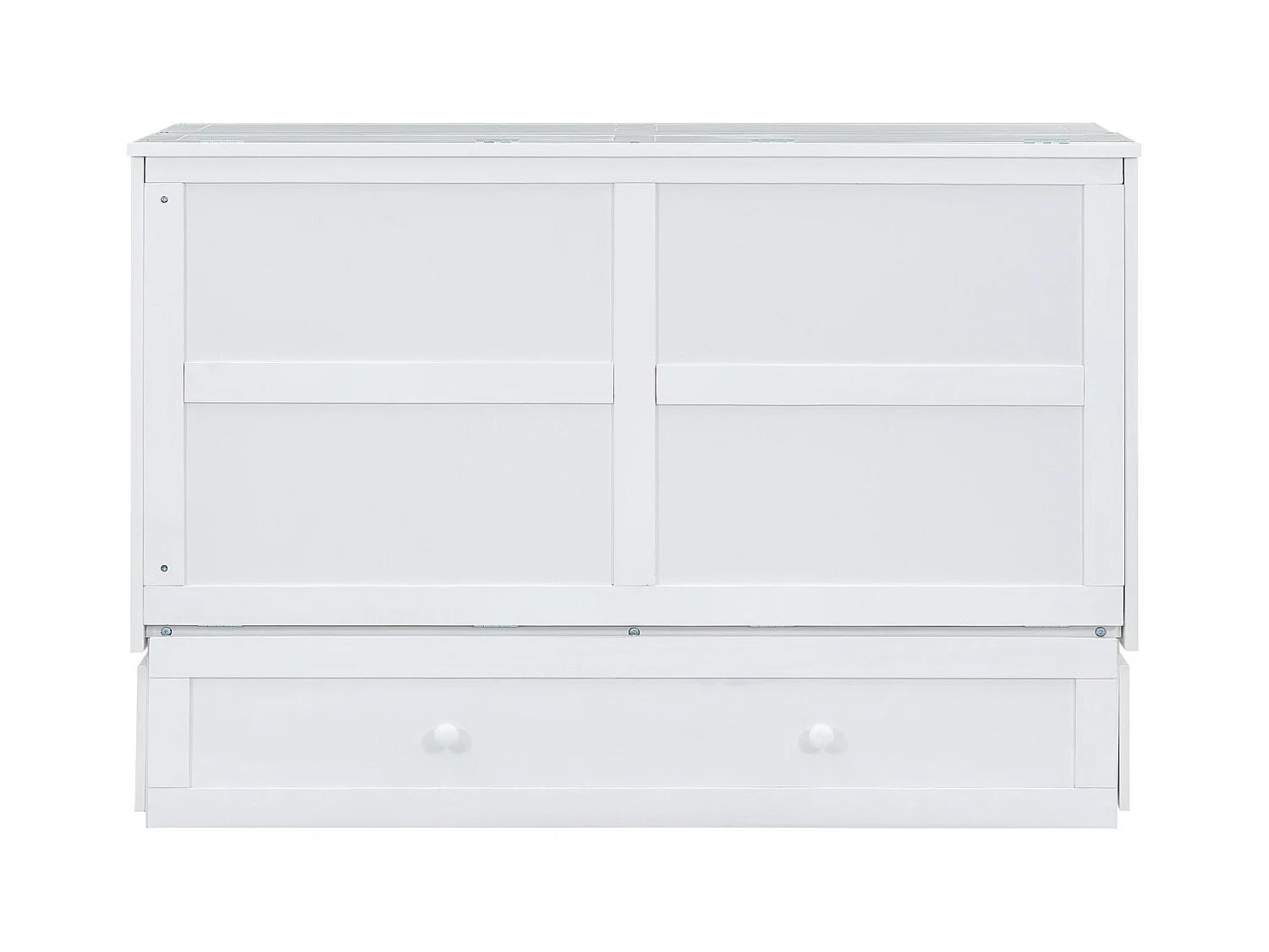 Cama Móvel Murphy - 140 x 200 cm - Cama Conversível - Gavetas e Prateleira - Pinho e MDF - Branco