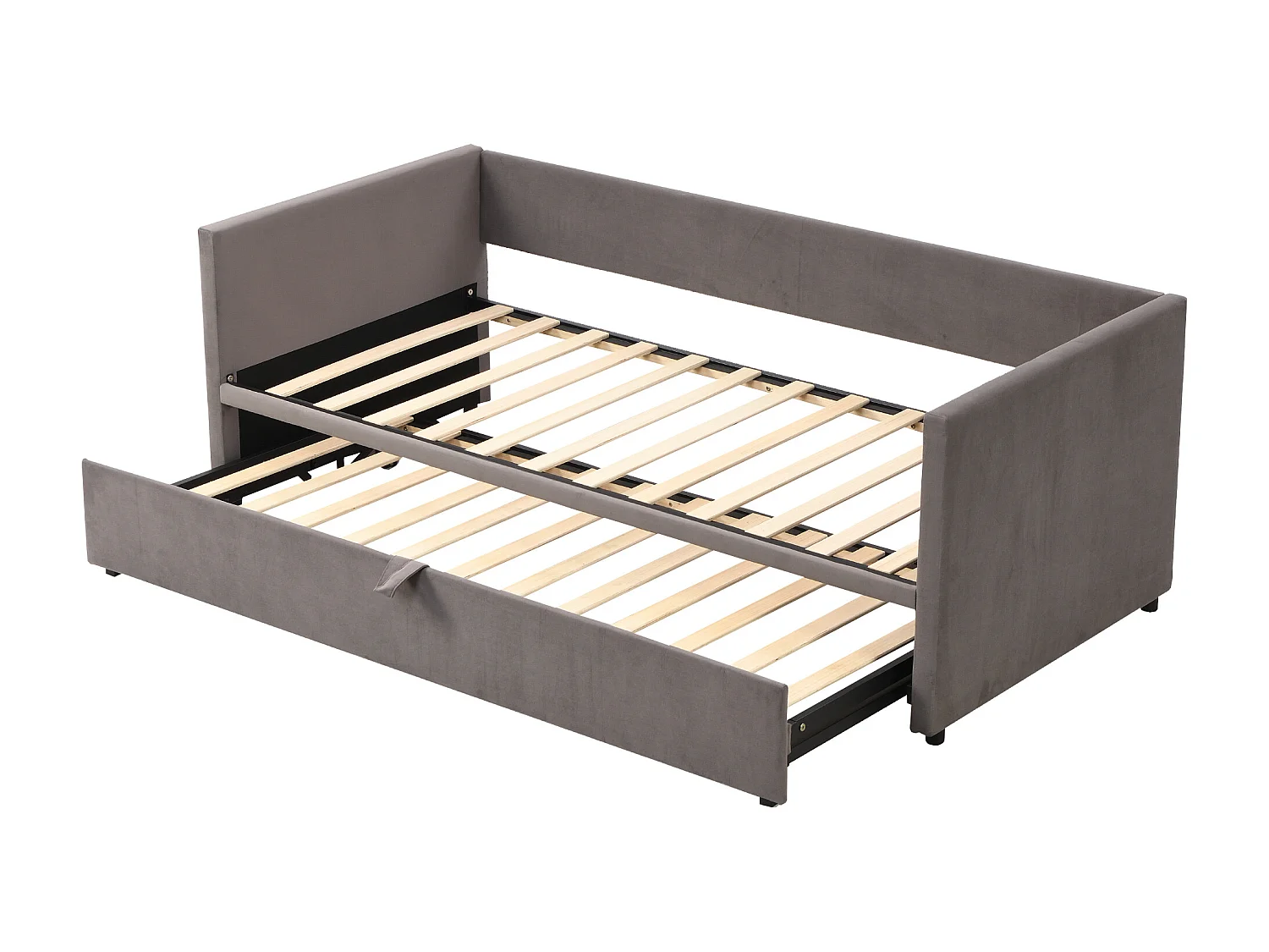 Cama dobrável 90/180 x 200 cm para crianças - veludo - estilo contemporâneo - cor cinza