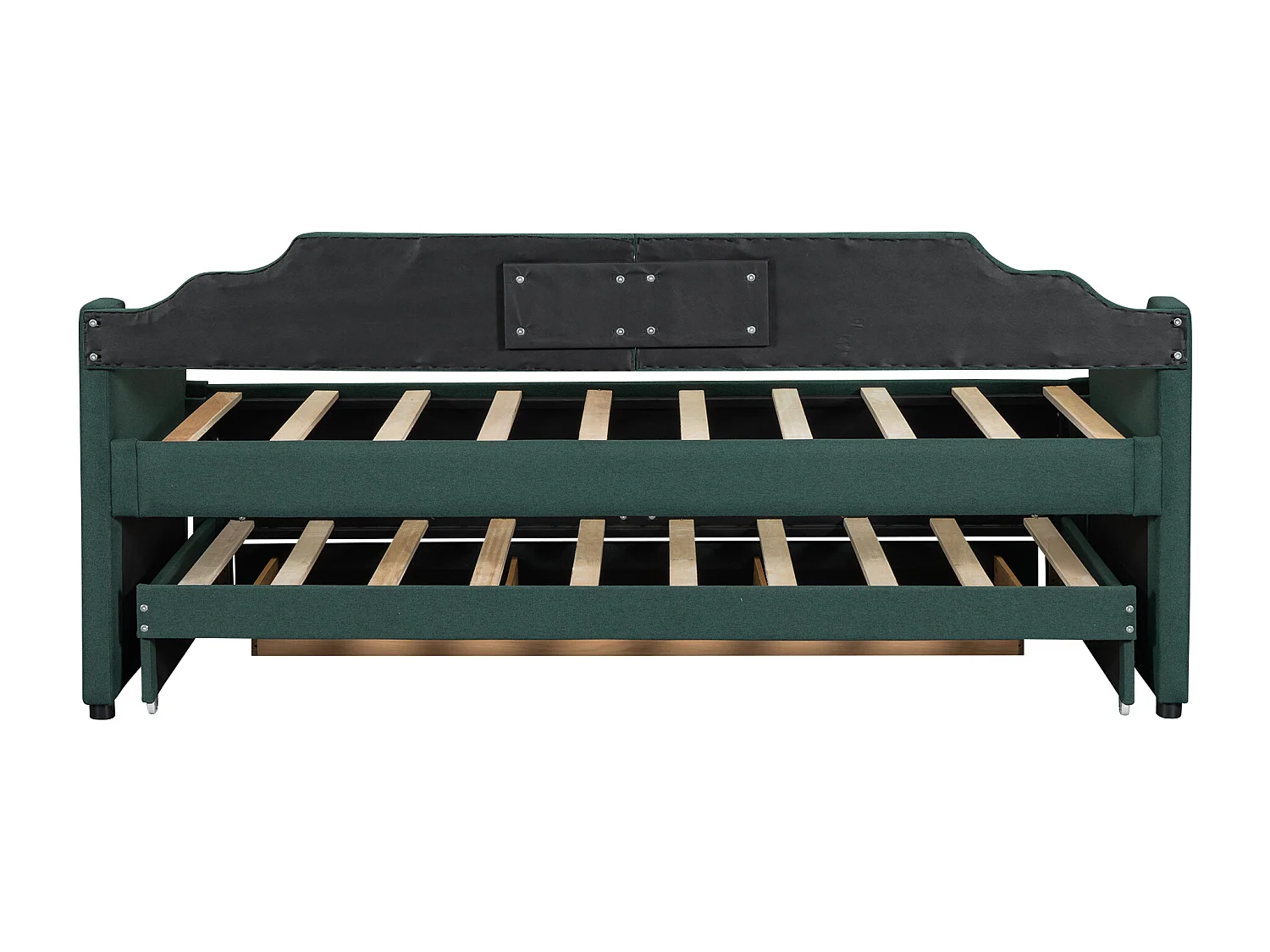 Cama de solteiro móvel com 3 gavetas - 90 x 200 cm + 90 x 190 cm - linho e MDF - cor verde