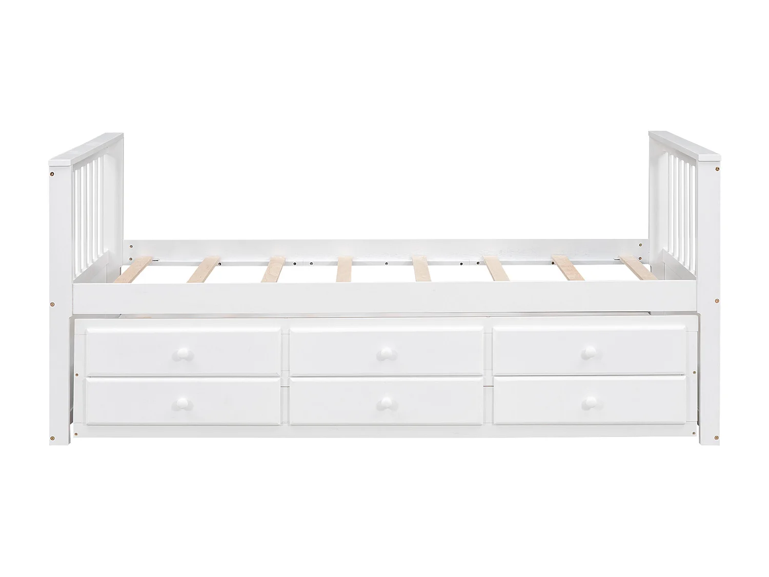 Lit gigogne avec 3 tiroirs - 90 x 200 cm + 90 x 190 cm - pin et MDF - style moderne - blanc