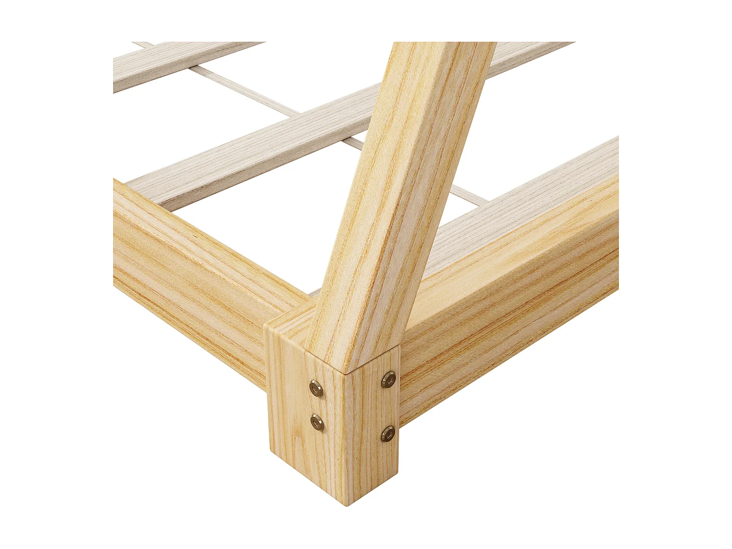 Lit tipi pour enfant 90 x 200 cm - bois massif - sommier à lattes inclus - coloris naturel