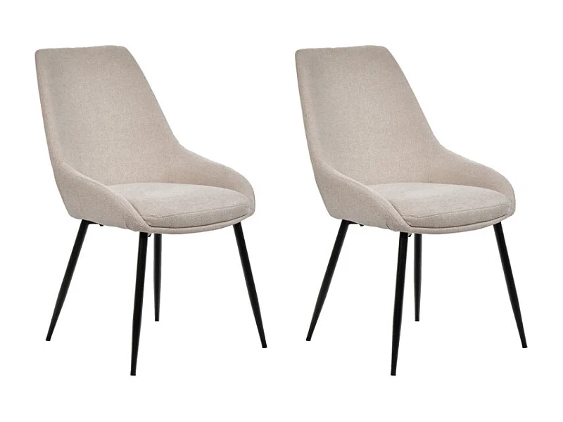 Lot de 2 chaises en tissu beige et pieds fins en métal noir - JAZZY 2