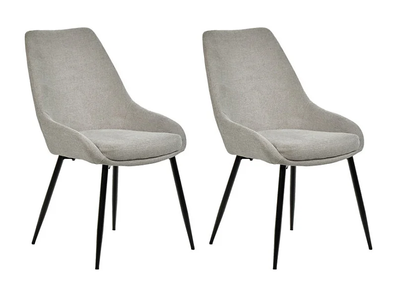 Lot de 2 chaises en tissu gris et pieds fins en métal noir - JAZZY 2