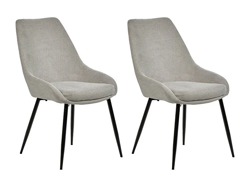Lot de 2 chaises en tissu gris et pieds fins en métal noir - JAZZY 2