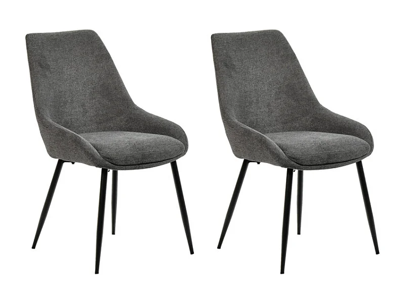 Lot de 2 chaises tissu gris anthracite pieds fins métal noir - JAZZY 2