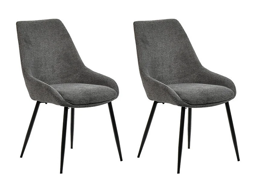 Lot de 2 chaises tissu gris anthracite pieds fins métal noir - JAZZY 2