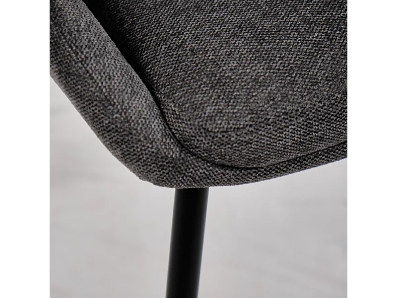 Lot de 2 chaises tissu gris anthracite pieds fins métal noir - JAZZY 2