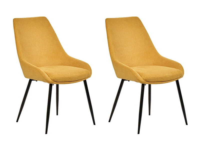 Lot de 2 chaises en tissu jaune et pieds fins en métal noir - JAZZY 2