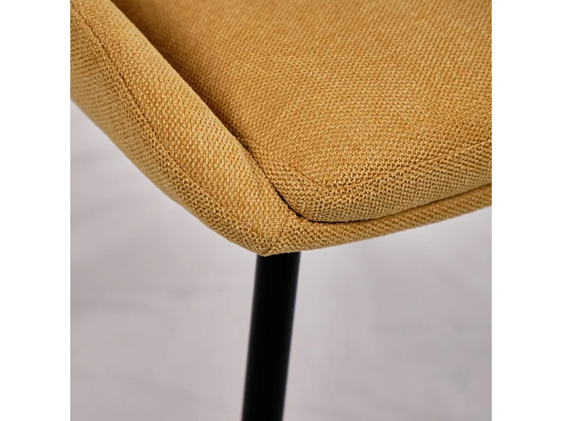 Lot de 2 chaises en tissu jaune et pieds fins en métal noir - JAZZY 2