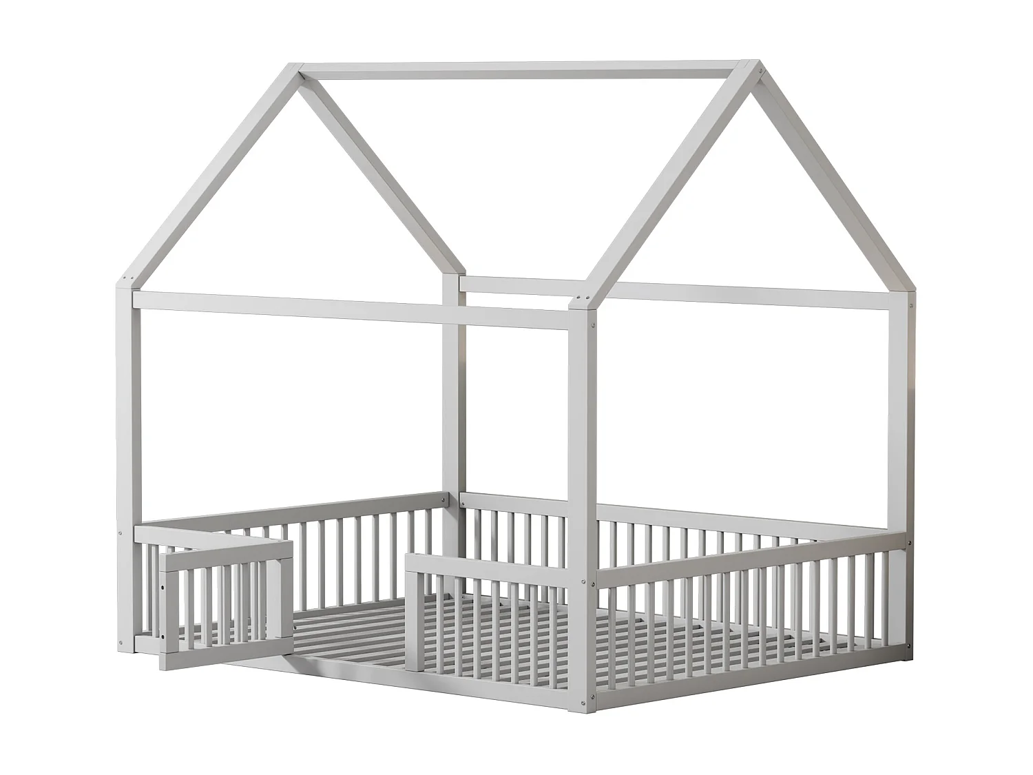 Cama cabine para criança ou bebê - 140 x 200 cm - grades e porta - base de ripas incluída - madeira branca