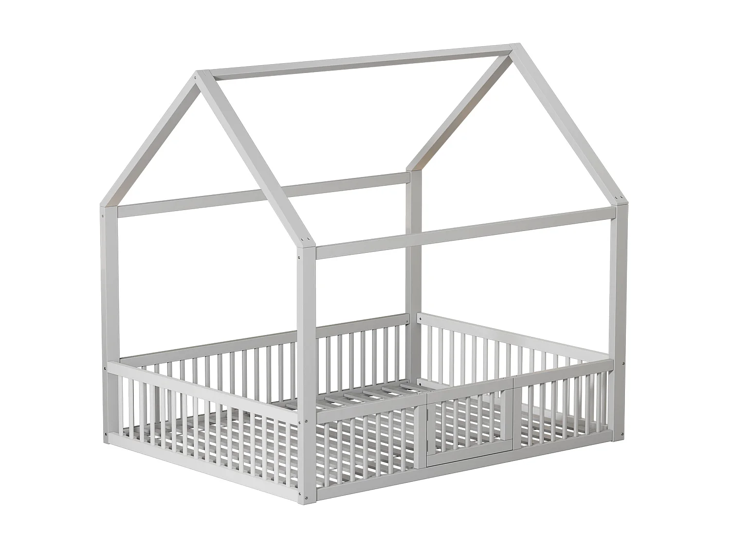 Kajuitbed voor kinderen of baby's - 140 x 200 cm - spijlen en deur - inclusief lattenbodem - wit hout