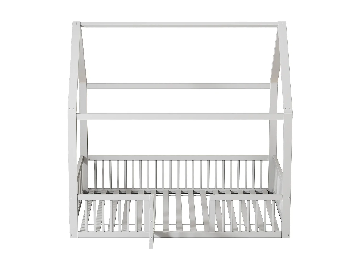 Cama cabina para niños o bebés - 140 x 200 cm - barreras y puerta - somier incluido - madera blanca