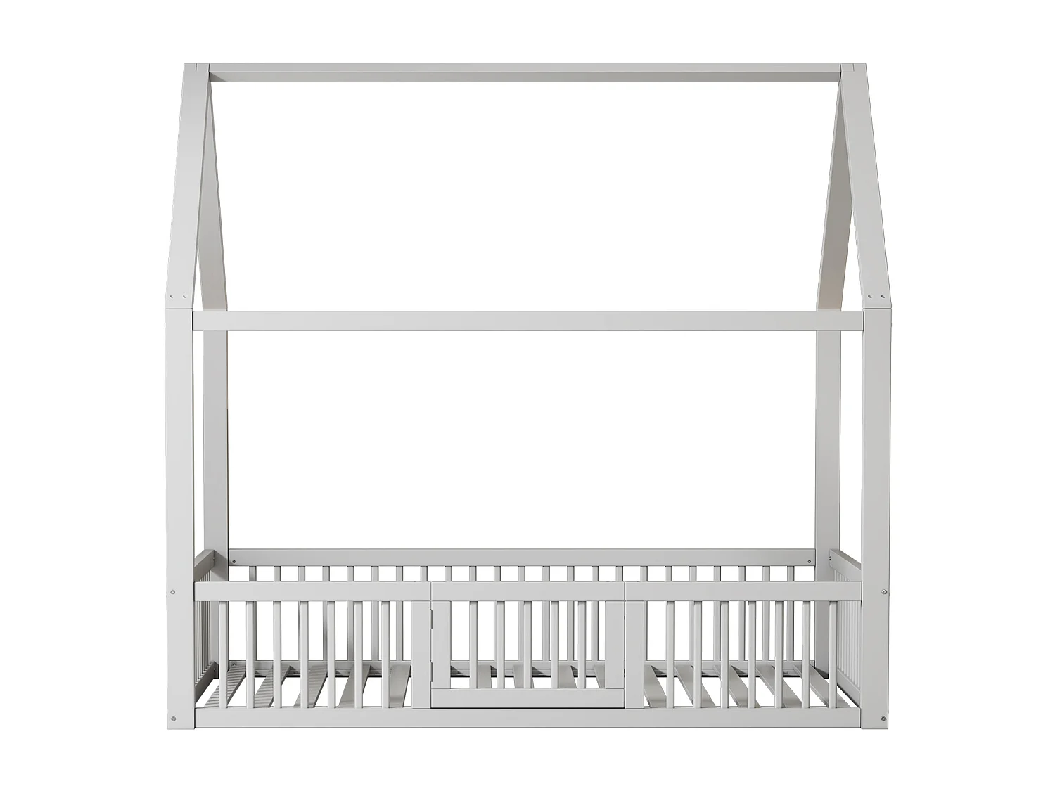 Cama cabina para niños o bebés - 140 x 200 cm - barreras y puerta - somier incluido - madera blanca