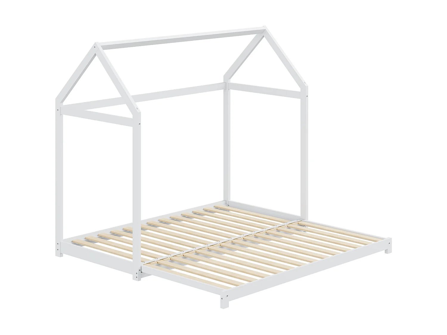 Lit enfant extensible 90/180 x 190 cm, canapé-lit, bois massif, avec sommier à lattes, blanc