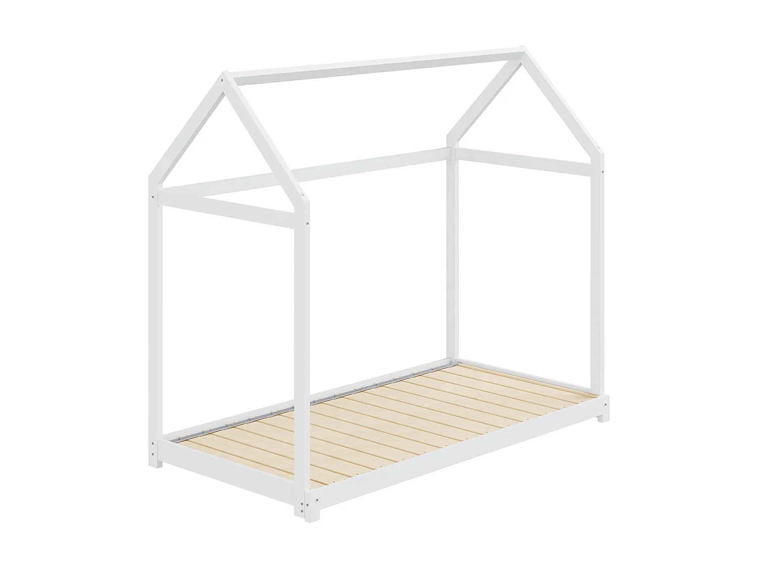 Lit enfant extensible 90/180 x 190 cm, canapé-lit, bois massif, avec sommier à lattes, blanc