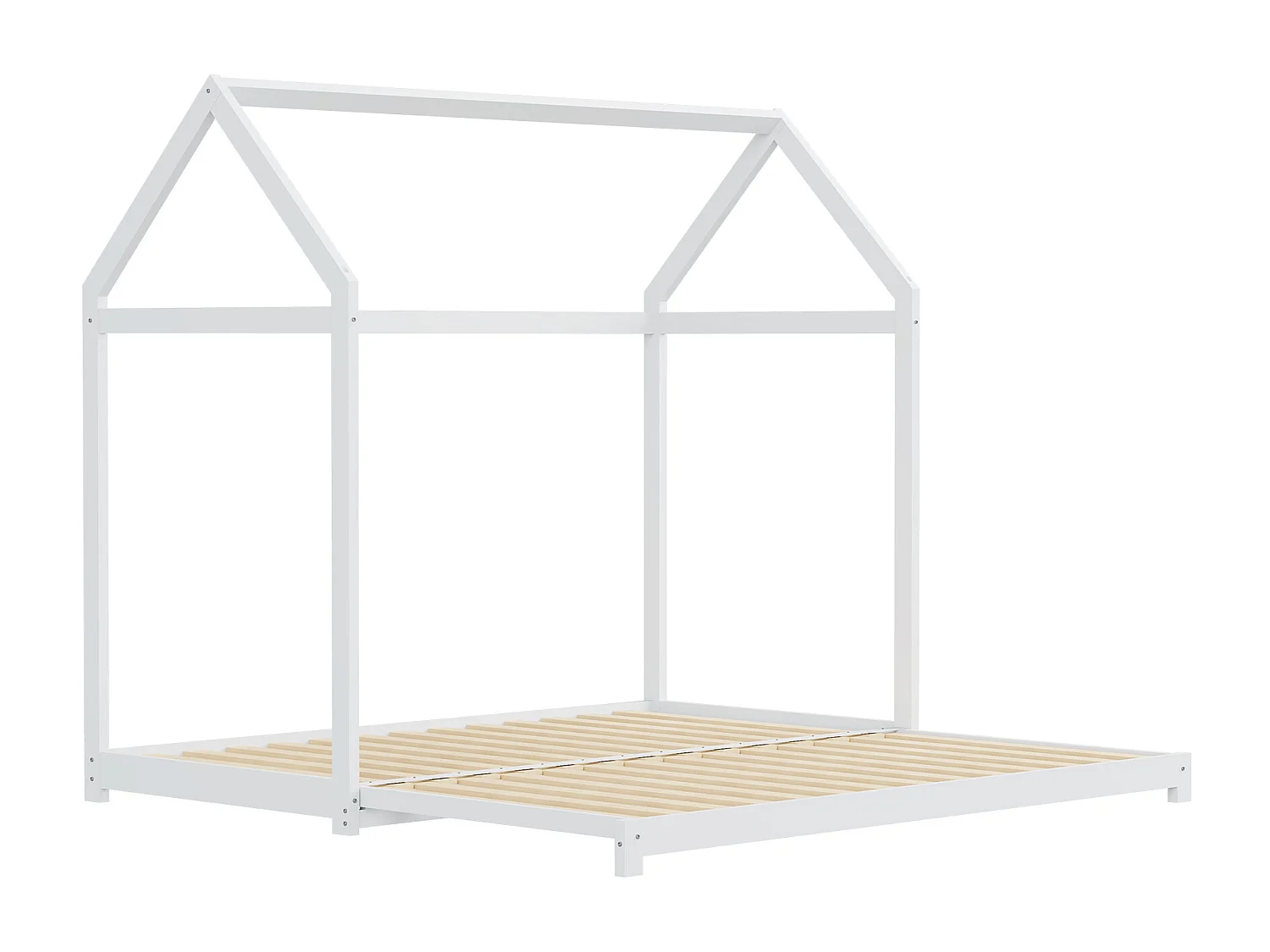 Lit enfant extensible 90/180 x 190 cm, canapé-lit, bois massif, avec sommier à lattes, blanc