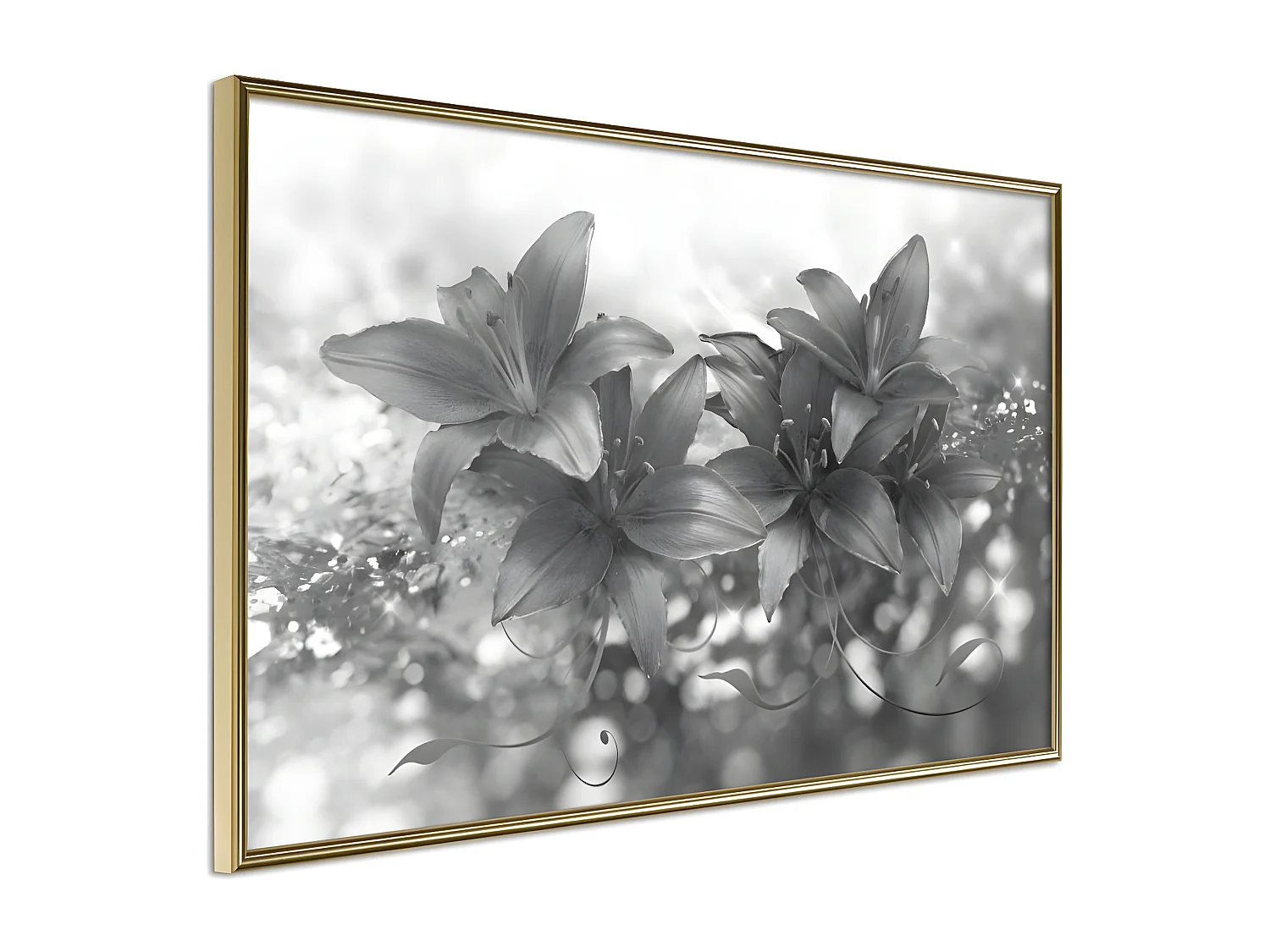 Affiche Murale Encadrée "Dark Lillies" 45 x 30 cm Or