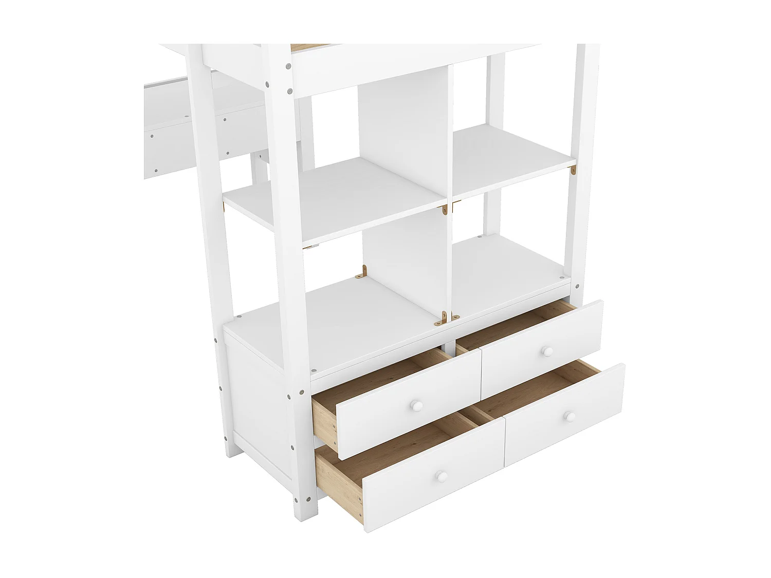Lit mezzanine enfant 90 x 200 cm avec tiroirs et bureau - Bois de pin - Sommier à lattes - Gris