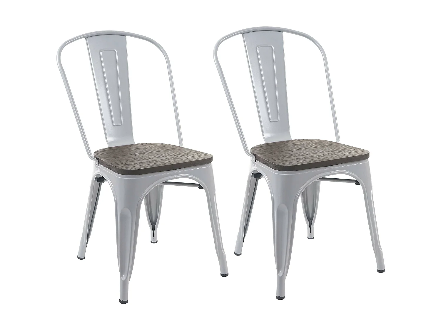 Set 2x sedie bistrot seduta in legno design industriale MCW-A73 metallo verniciato grigio