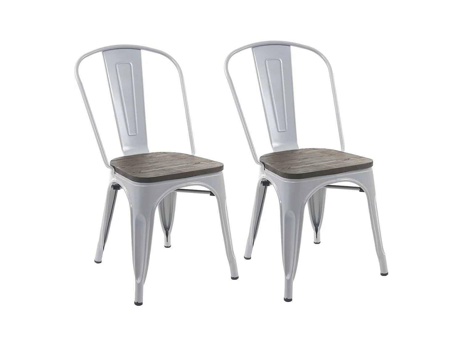 Chaise MCW-A73 Assise bois (lot de 2),  gris