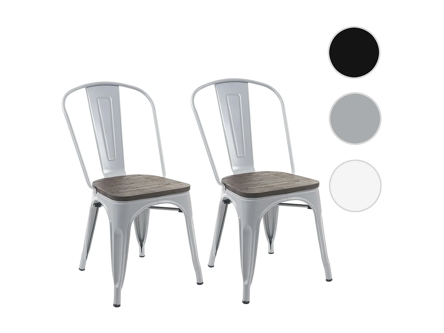 Chaise MCW-A73 Assise bois (lot de 2),  gris