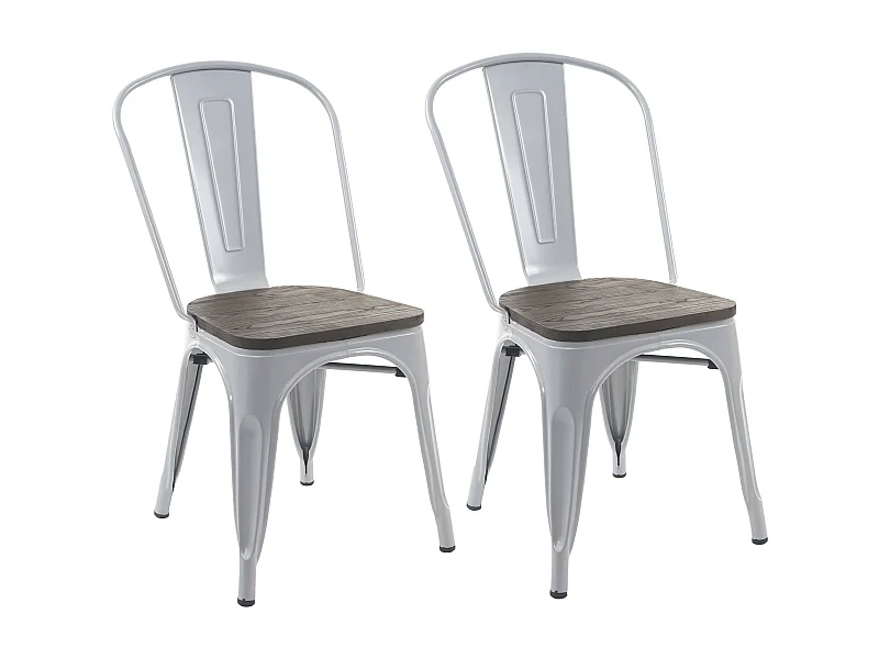 Stoel MCW-A73 Houten zitting (set van 2),  grijs