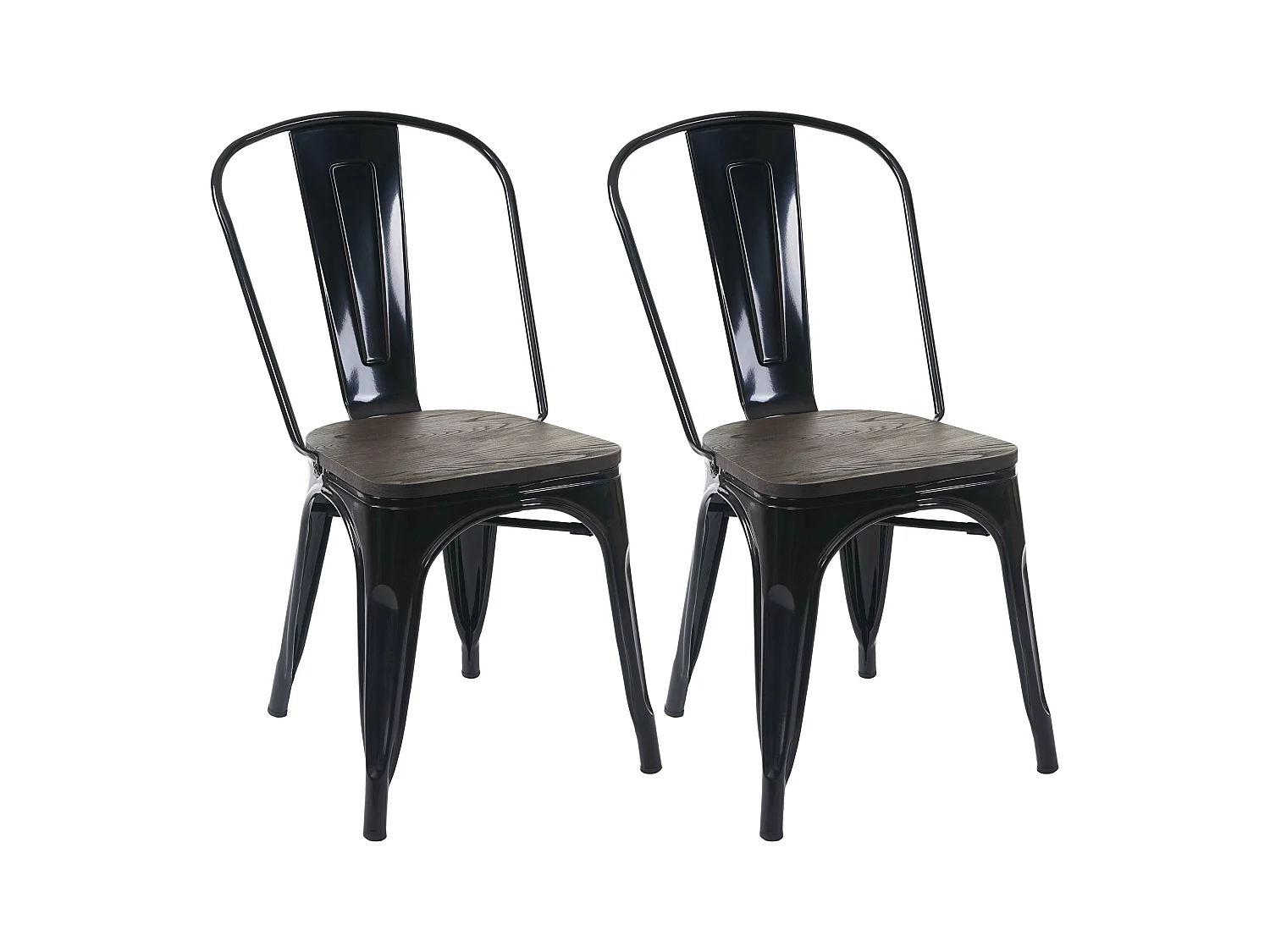 Chaise MCW-A73 Assise bois (lot de 2),  noir