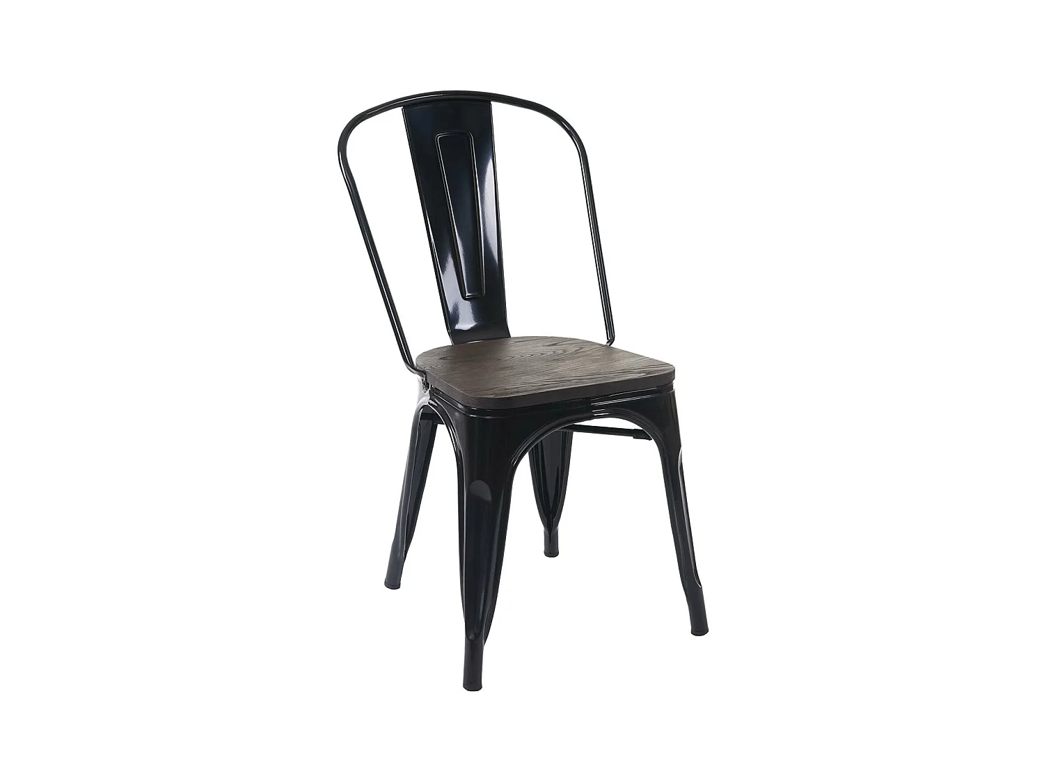 Stoel MCW-A73 Houten zitting (set van 2),  zwart