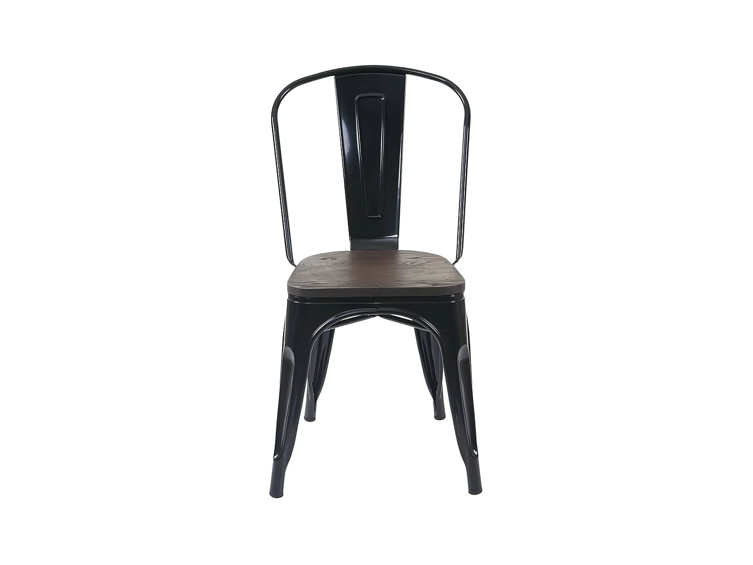 Stoel MCW-A73 Houten zitting (set van 2),  zwart