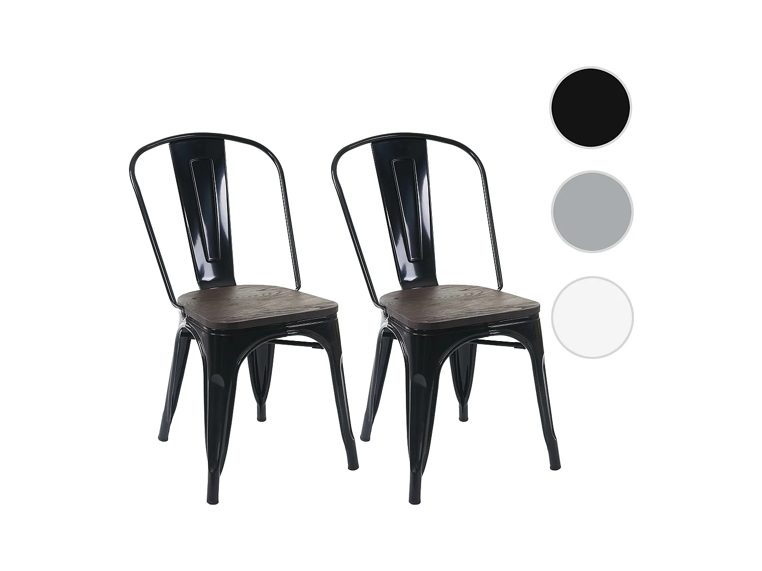 Stoel MCW-A73 Houten zitting (set van 2),  zwart