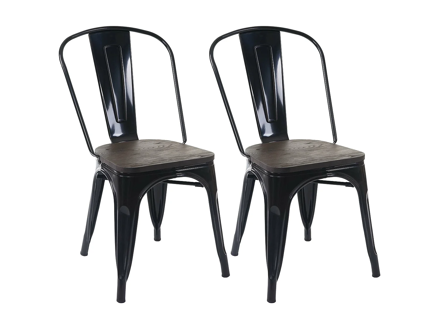Chaise MCW-A73 Assise bois (lot de 2),  noir