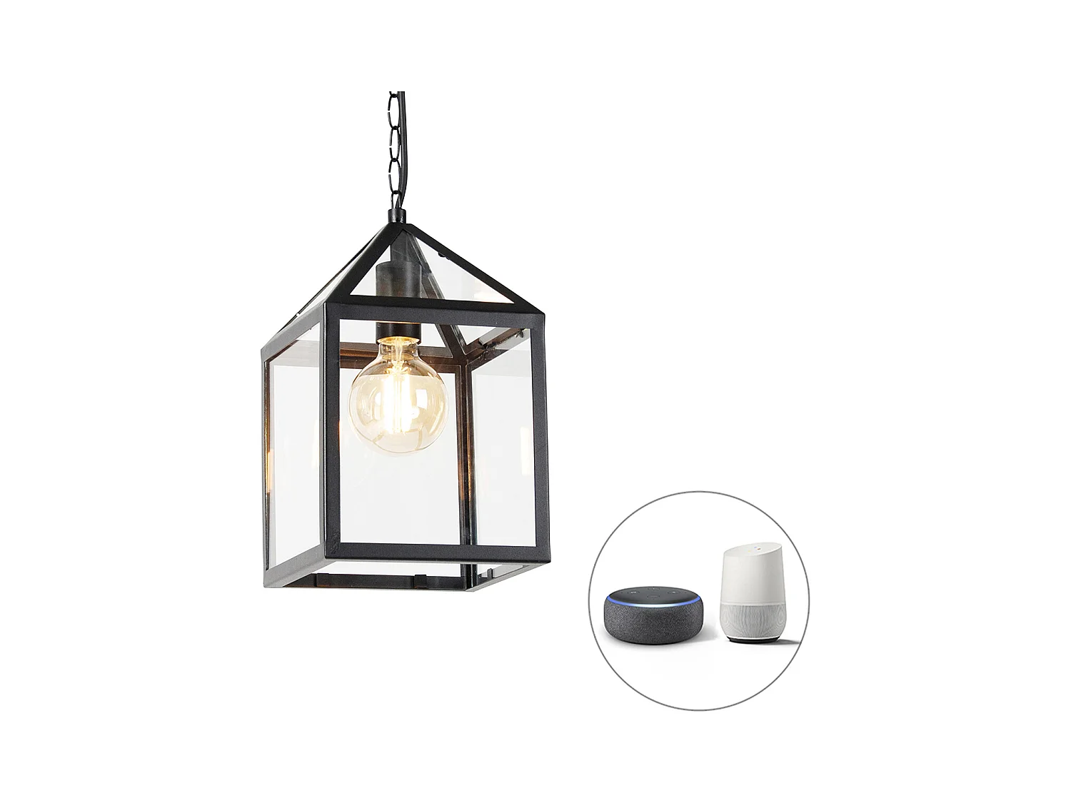 Lampe suspendue d'extérieur intelligente noire IP23 avec Wifi G95 - Amsterdam