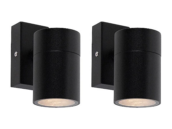 Ensemble de 2 appliques murales d'extérieur en acier inoxydable noir IP44 - Solo