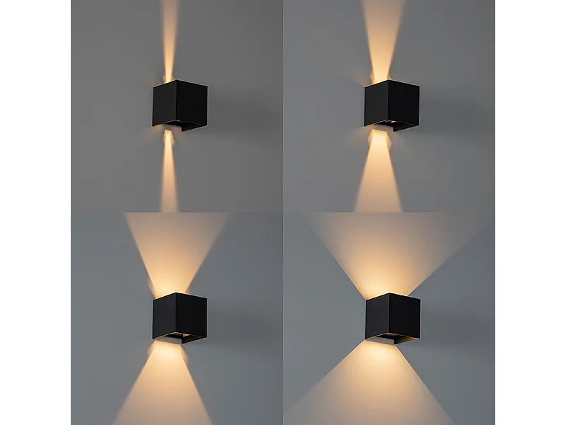Applique d'extérieur noire avec LED 2 lumières IP54 - Edwin