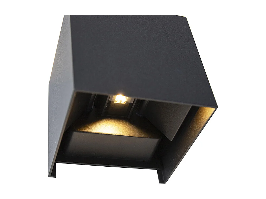 Applique murale extérieure noire avec LED 2 lumières IP54 - Edwin