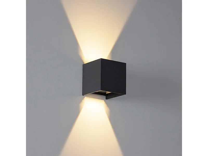 Applique murale extérieure noire avec LED 2 lumières IP54 - Edwin