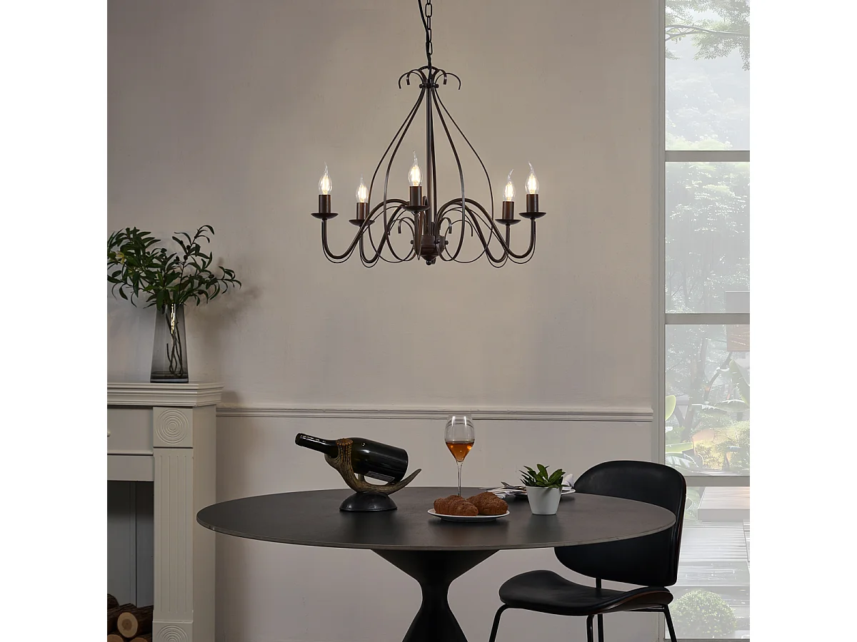 Lustre classique brun rouille 5 lumières - Giuseppe 5
