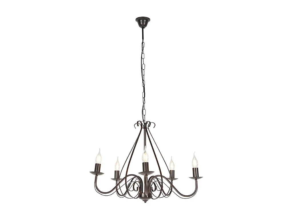 Lustre classique brun rouille 5 lumières - Giuseppe 5