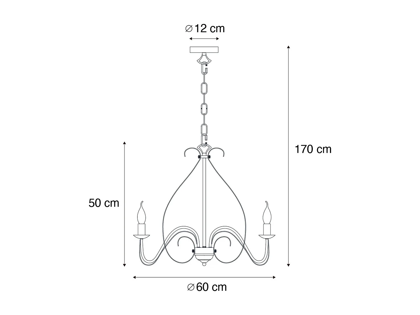 Lustre classique brun rouille 5 lumières - Giuseppe 5