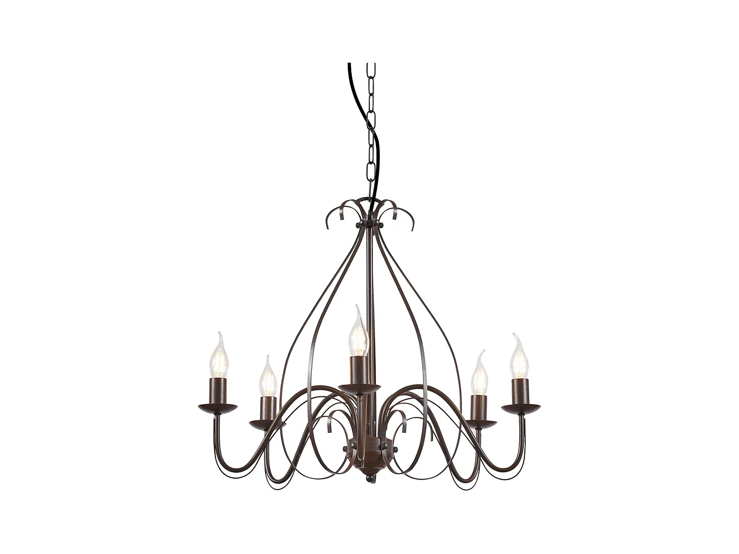 Lustre classique brun rouille 5 lumières - Giuseppe 5