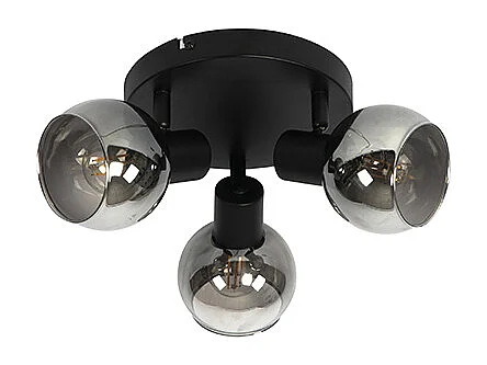 Plafonnier noir 35 cm avec verre fumé 3 lumières - Vidro