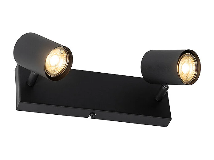 Plafonnier moderne noir 2 lumières orientable rectangulaire - Jeana