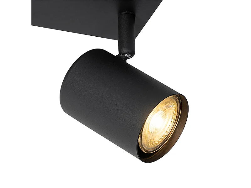 Plafonnier moderne noir 2 lumières orientable rectangulaire - Jeana