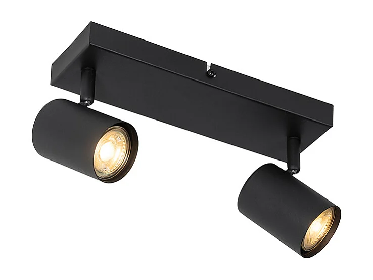 Plafonnier moderne noir 2 lumières réglable rectangulaire - Jeana
