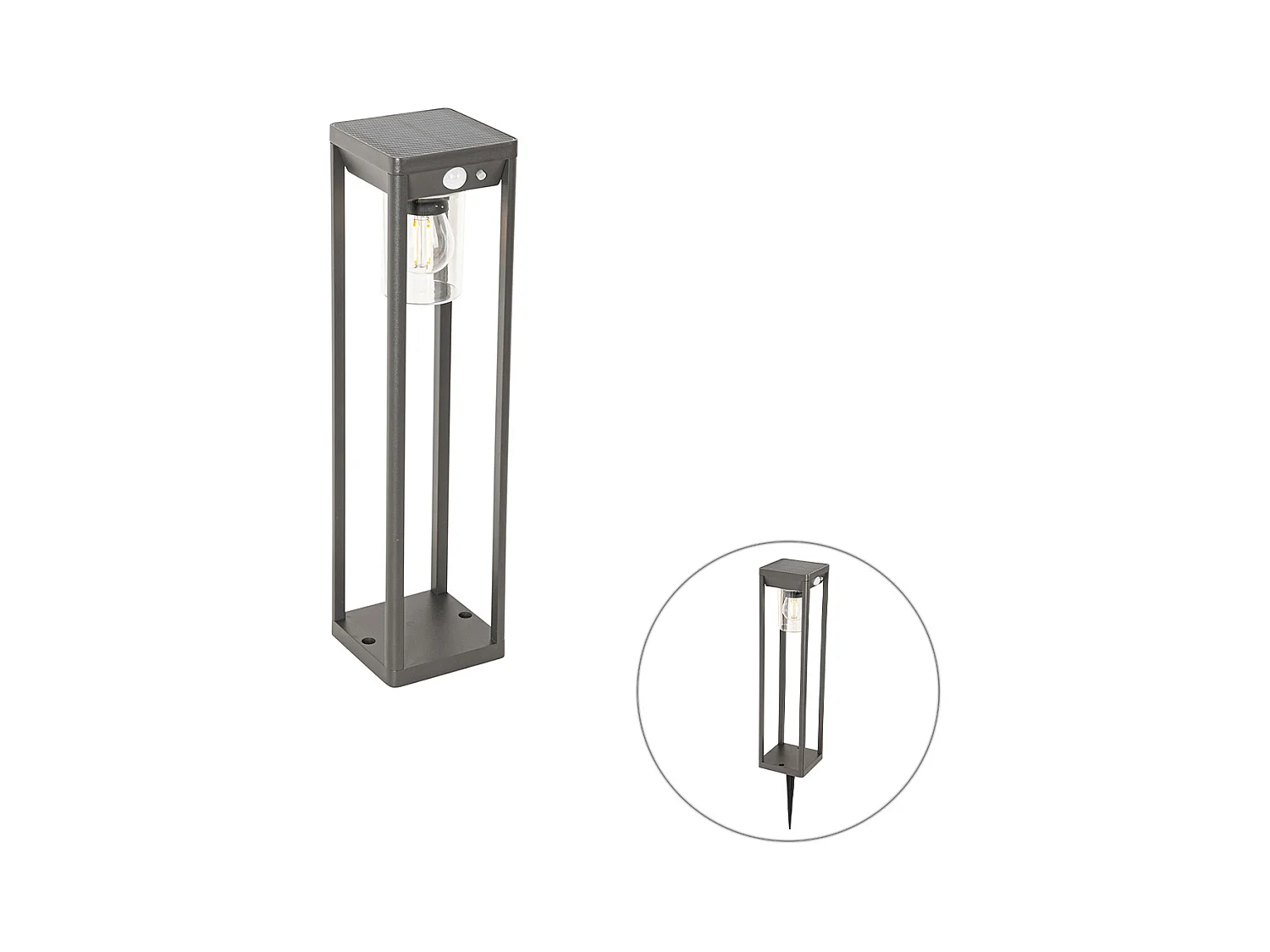 Borne d'extérieur gris foncé 40 cm avec LED et solaire - Sonne